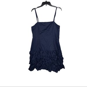 Metrostyle Ruffle Tiered Navy Spaghetti Strap Dress